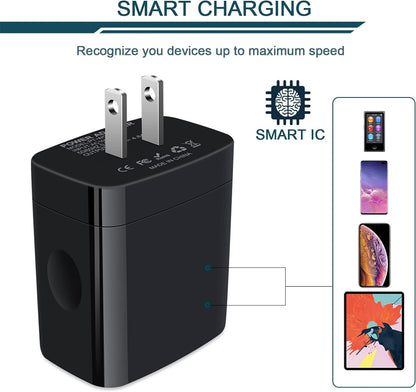 Wall Charger, USB Charger Adapter,  4.8A 4Multi Port Fast Charging Station Power Base Block Plug Cube Brick for Iphone 17 16 15 14 SE 13 12 11Pro Max/X/Plus, Samsung A16/A17/S25/S24 Kindle Plug